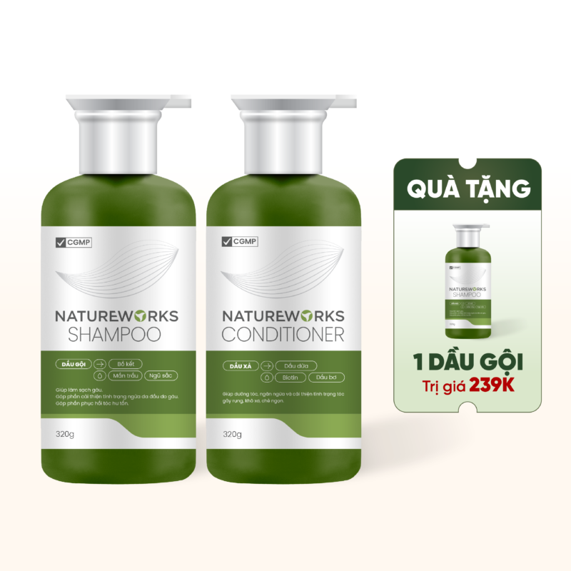 Combo Dầu Gội Dầu Xả Natureworks Tặng Trà Thảo Mộc
